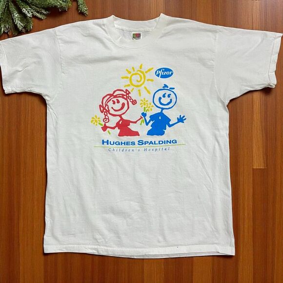 Fruit Of The Loom Vintage Y2K Children's Hospital Pfizer Tee White Mens XL - Picture 1 of 8
